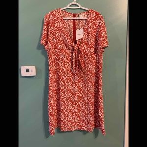 Red Dress covered in White Florals